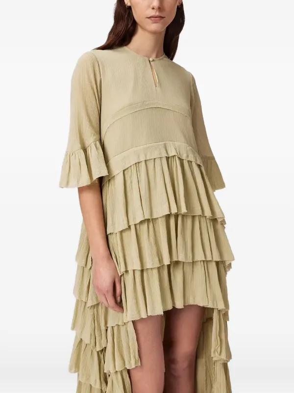 allsaints green dress Cavarly Assymetric | champagne satin bridesmaid dress
