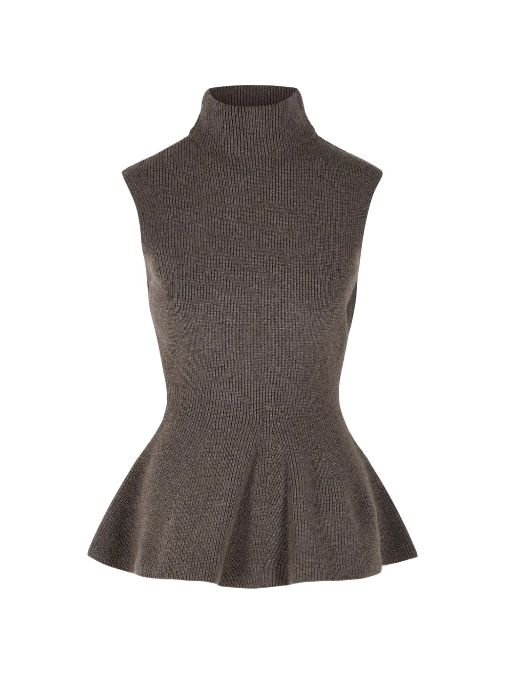 Róhe Sculptural ribbed-knit peplum top - Marrone