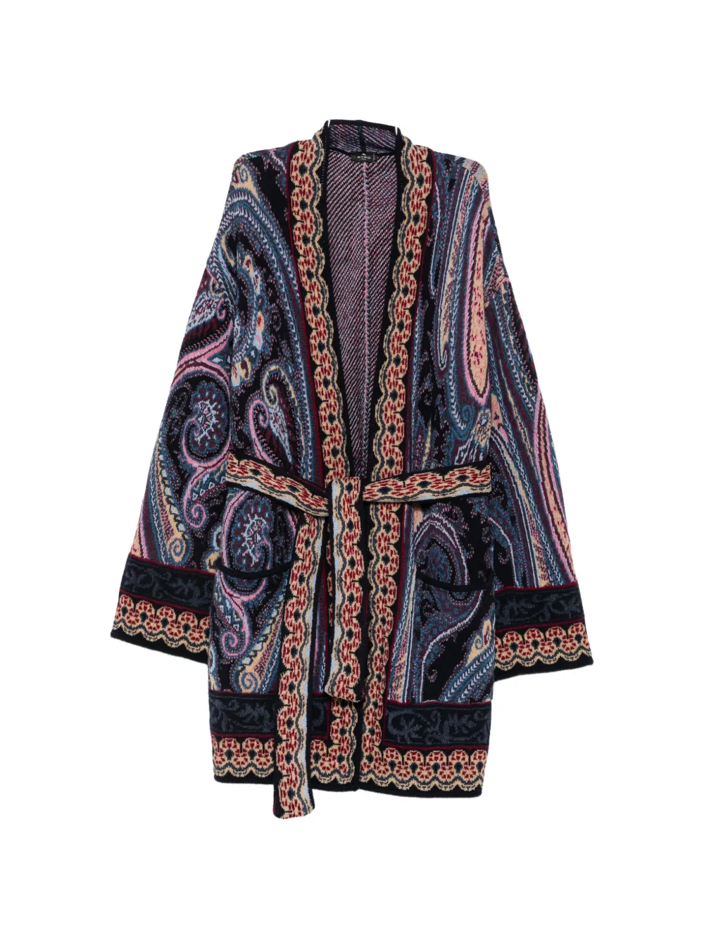 ETRO Paisley-print belted cardigan - Blau