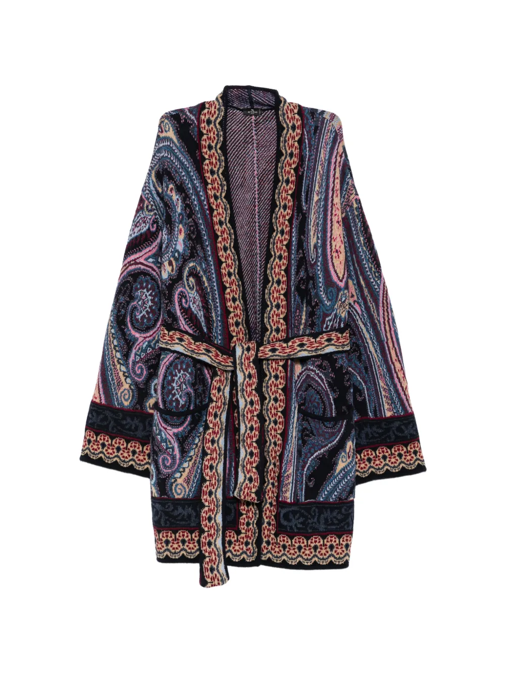 ETRO Paisley-print belted cardigan - Blu
