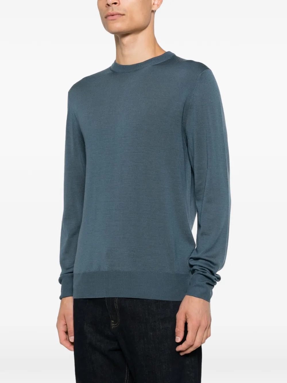 Canali Wollen trui met ronde hals Blauw