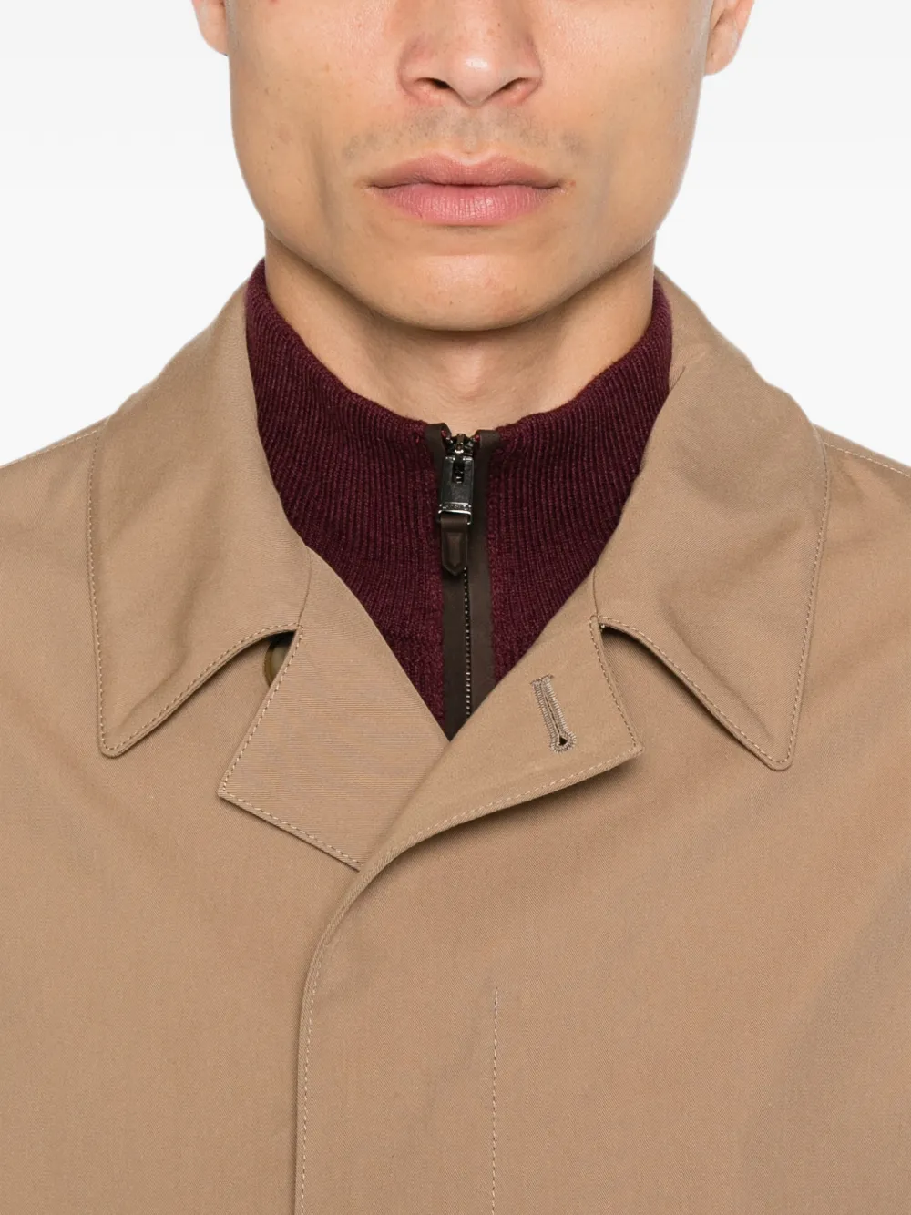 Canali Jack met knoopsluiting en stormklep Beige