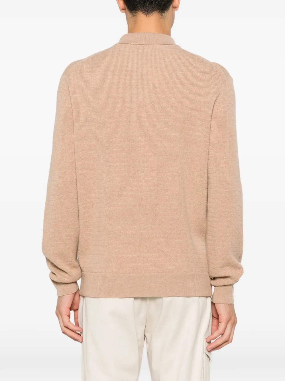 Canali Poloshirt met halve rits Beige