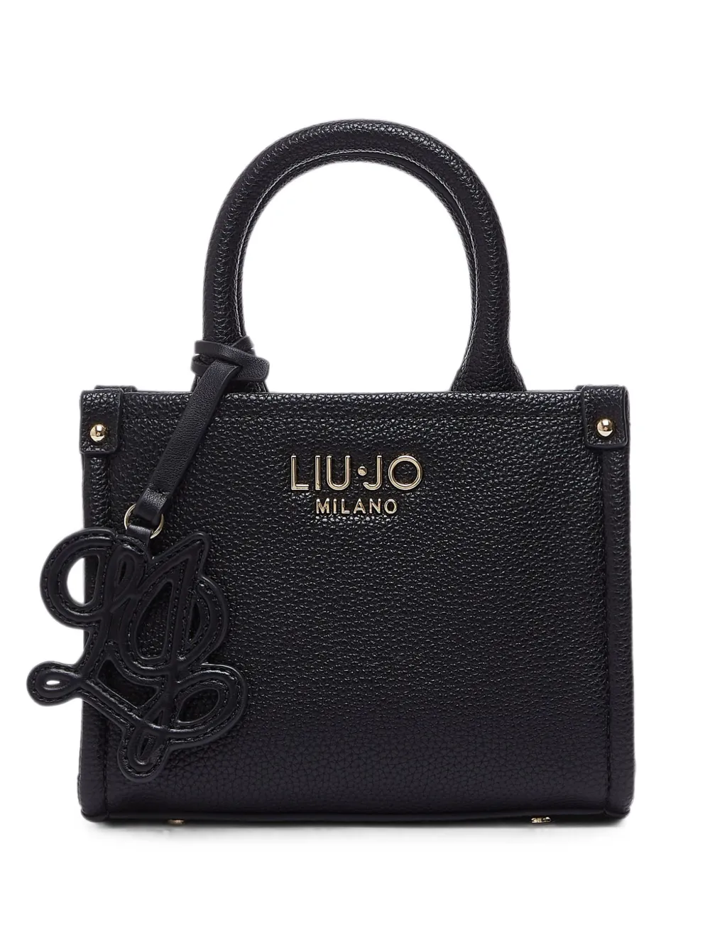 LIU JO mini bag with jacquard shoulder strap - Nero