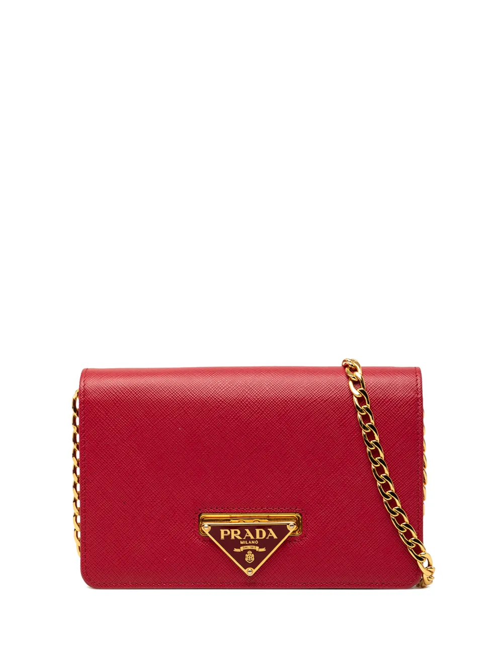 Prada Pre-Owned 2013-2026 Saffiano Lux Flip Lock Wallet on Chain crossbody bag - Rot