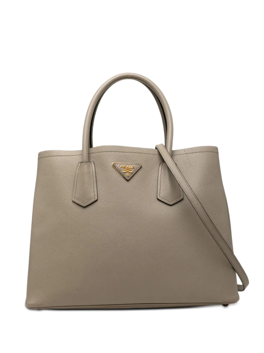 Prada Pre-Owned 2010-2026 Medium Saffiano Cuir Double satchel - Grau