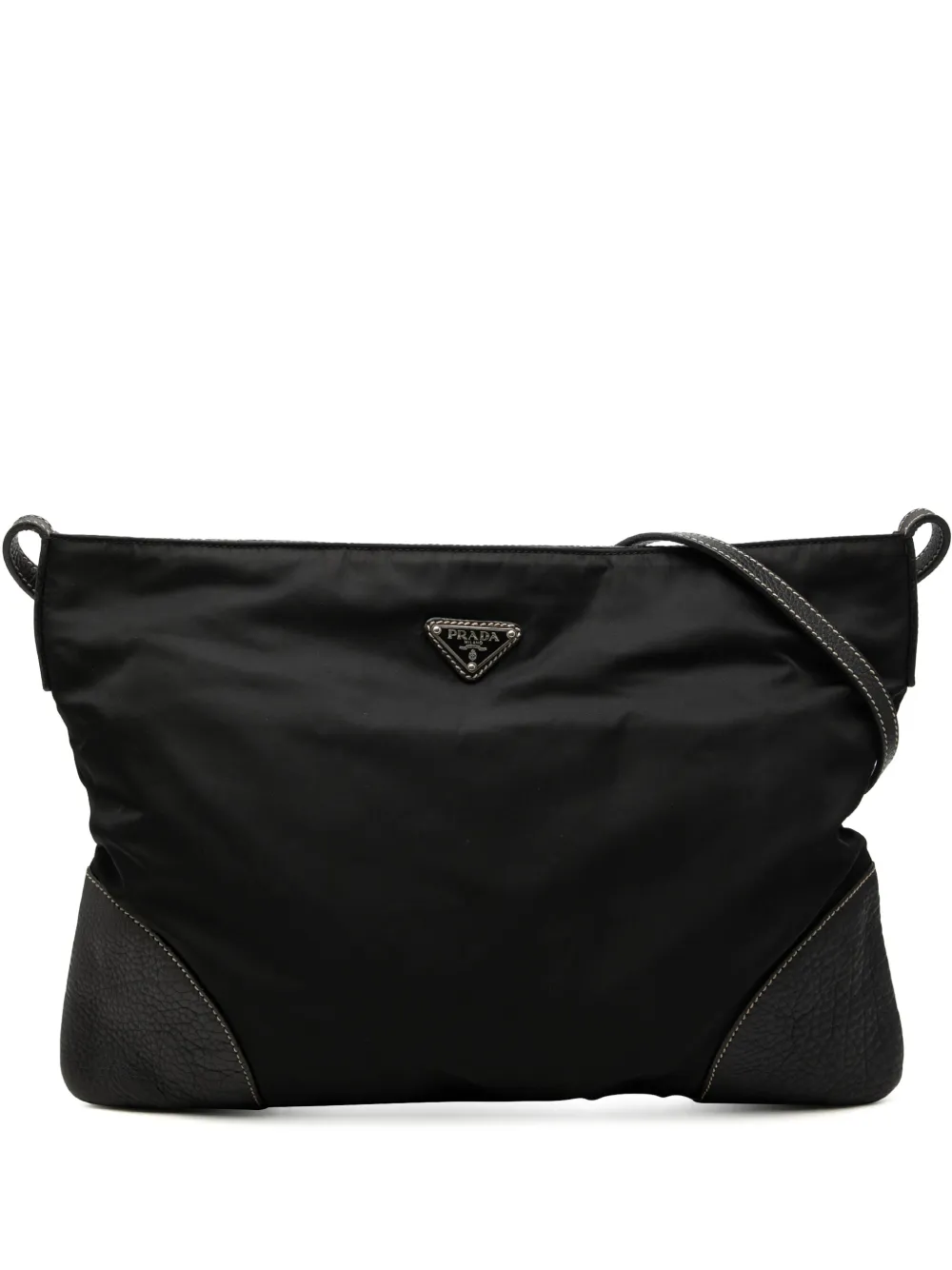 Prada Pre-Owned 2013-2026 Vitello Daino Trimmed Tessuto Zip Top crossbody bag - Schwarz