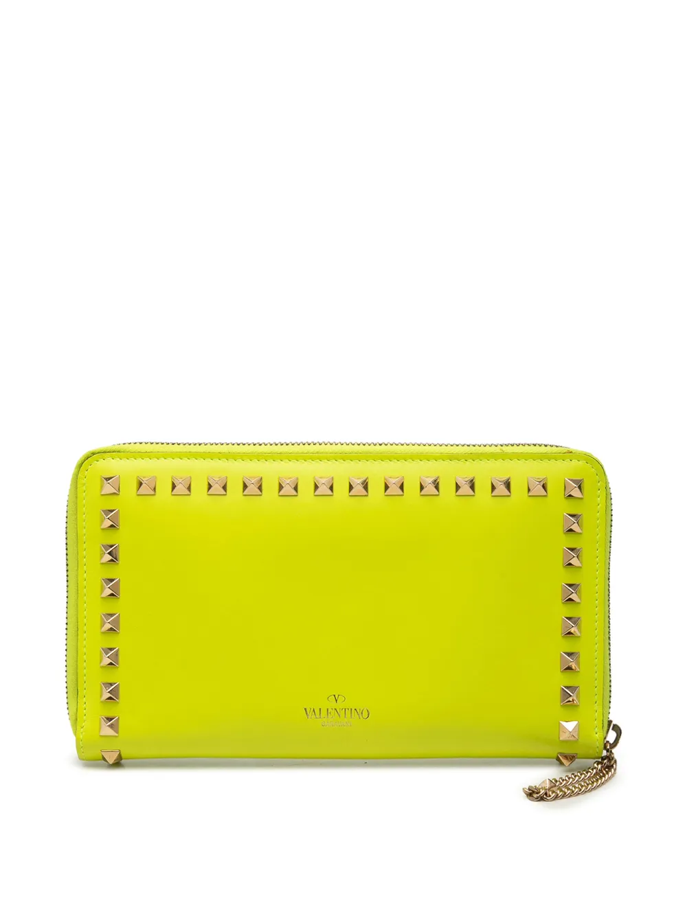 Valentino Garavani Pre-Owned Portafoglio Rockstud in pelle con zip a giro 2018-2026 - Giallo