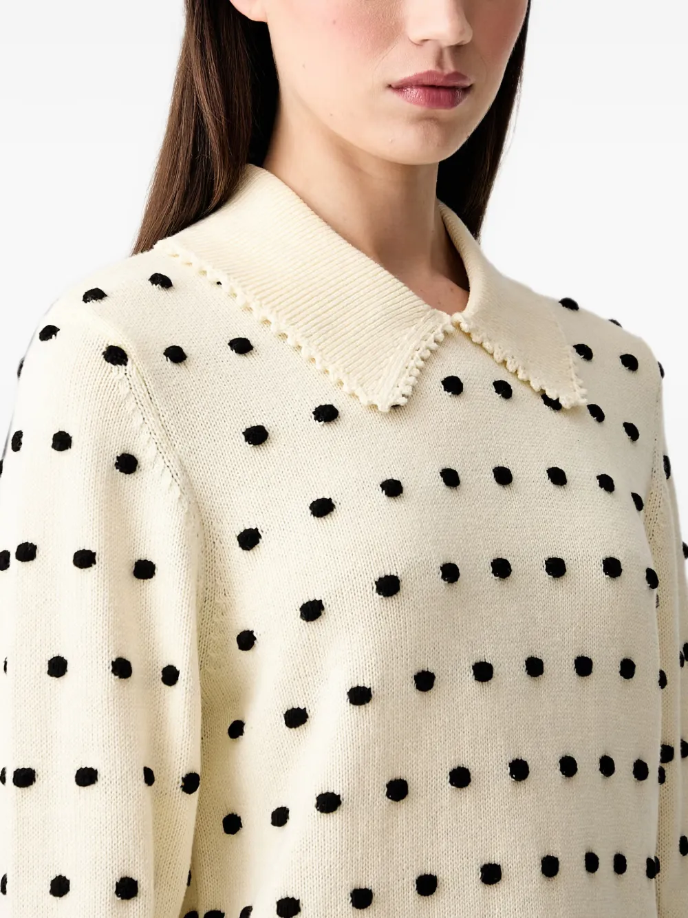 Stine Goya Trui met stippen en pompon Beige