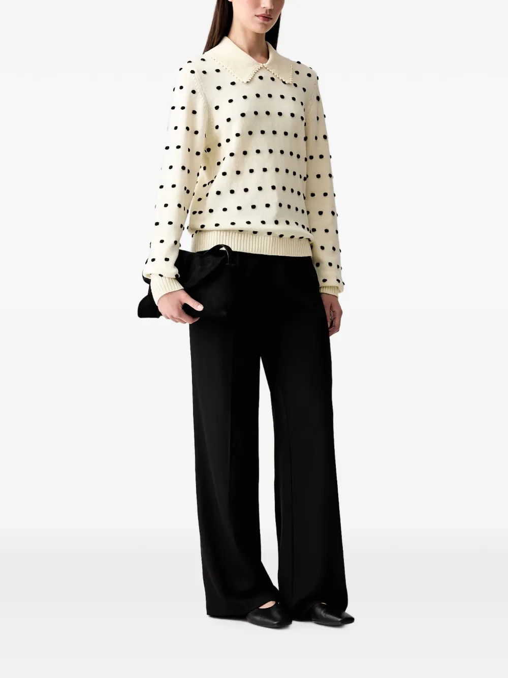 Stine Goya Trui met stippen en pompon Beige