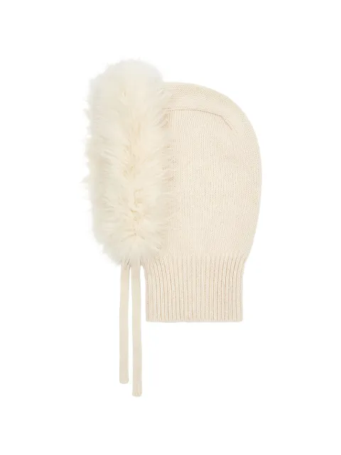P.A.R.O.S.H. Lestat feather-trim knitted balaclava
