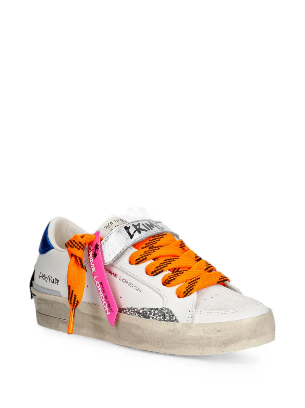 Crime London glitter-detail touch-strap sneakers Wit