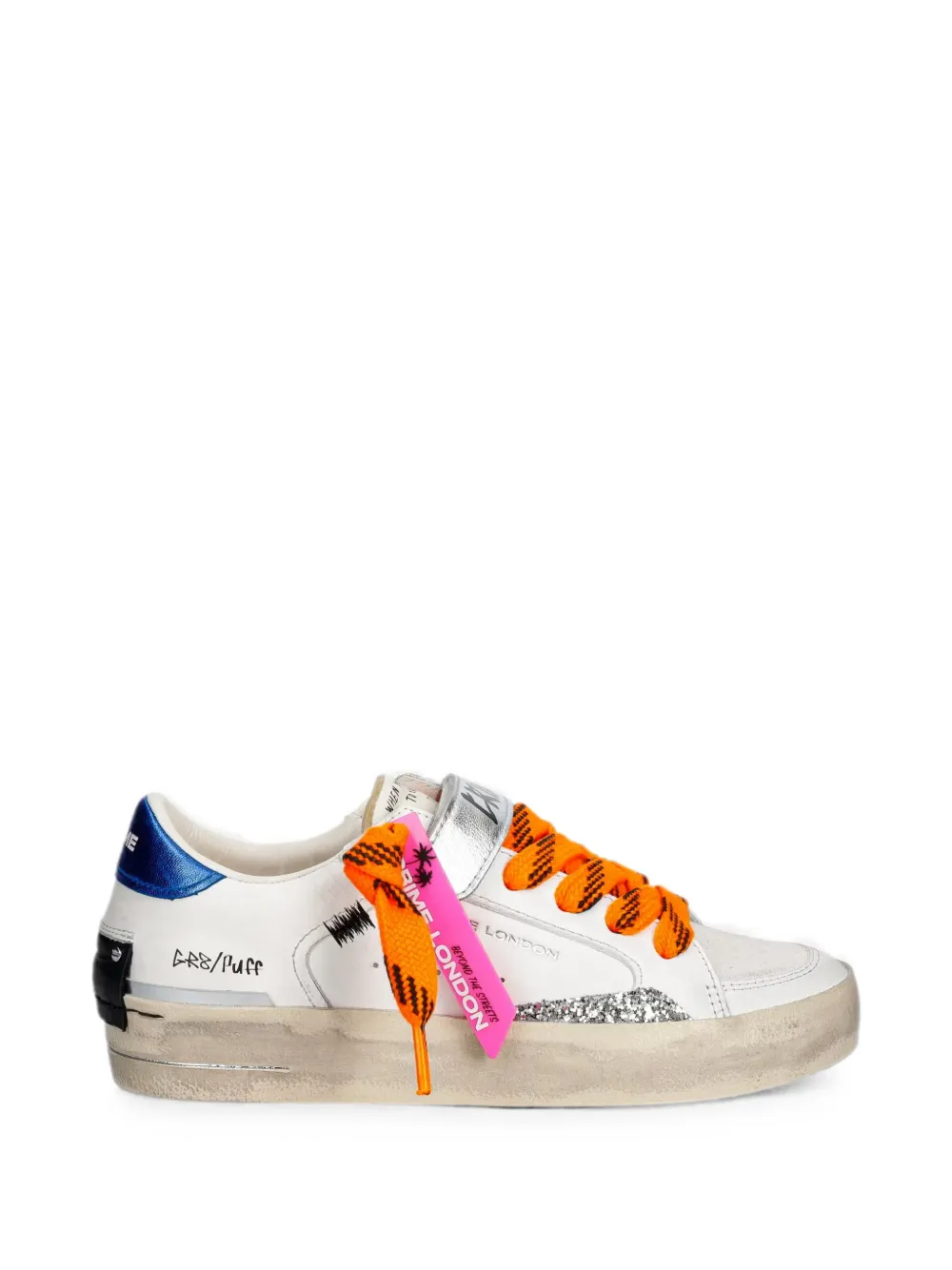 Crime London glitter-detail touch-strap sneakers Wit
