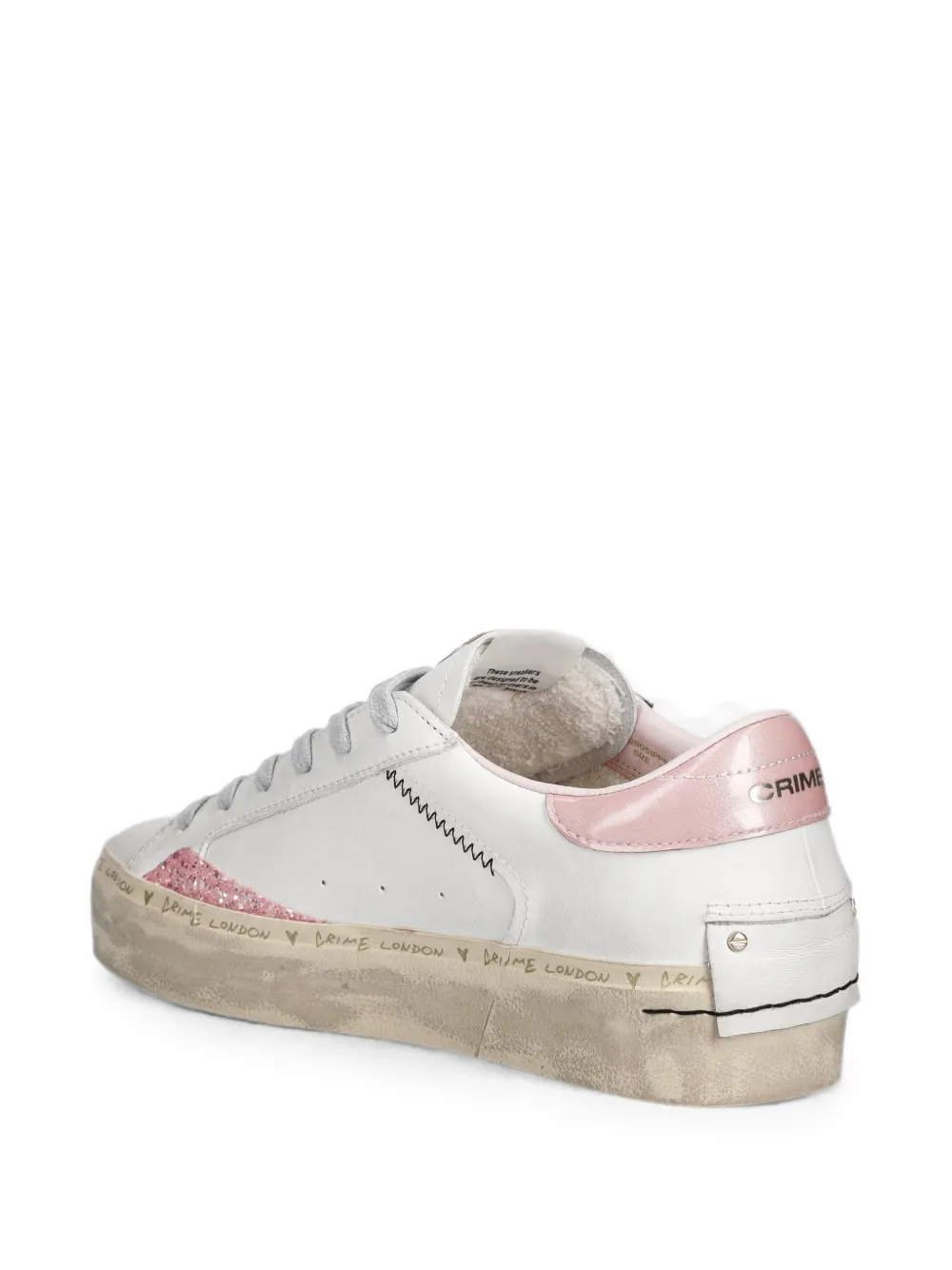 Crime London Distressed glitter-panel sneakers Wit