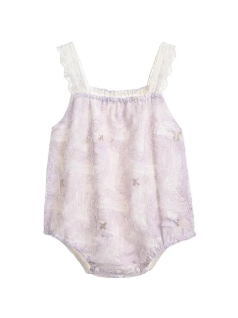 andBlue paisley lace romper