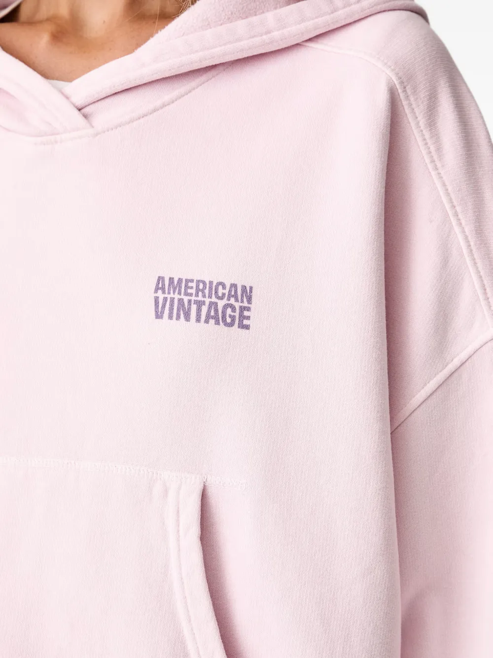 American Vintage Plizzy hoodie met buidelzak en logoprint Roze