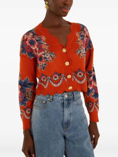 FARM Rio Victorian floral buttoned knit cardigan