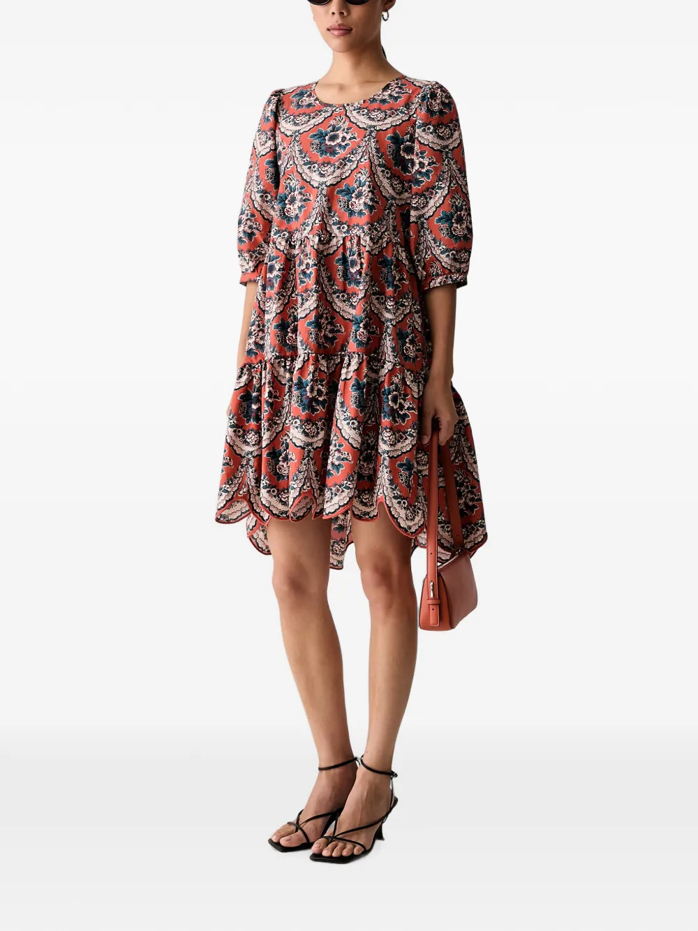FARM Rio Gelaagde mini-jurk met bloemenprint Oranje