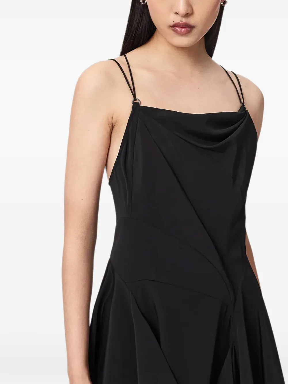 AllSaints Claire gedrapeerde mini-jurk Zwart