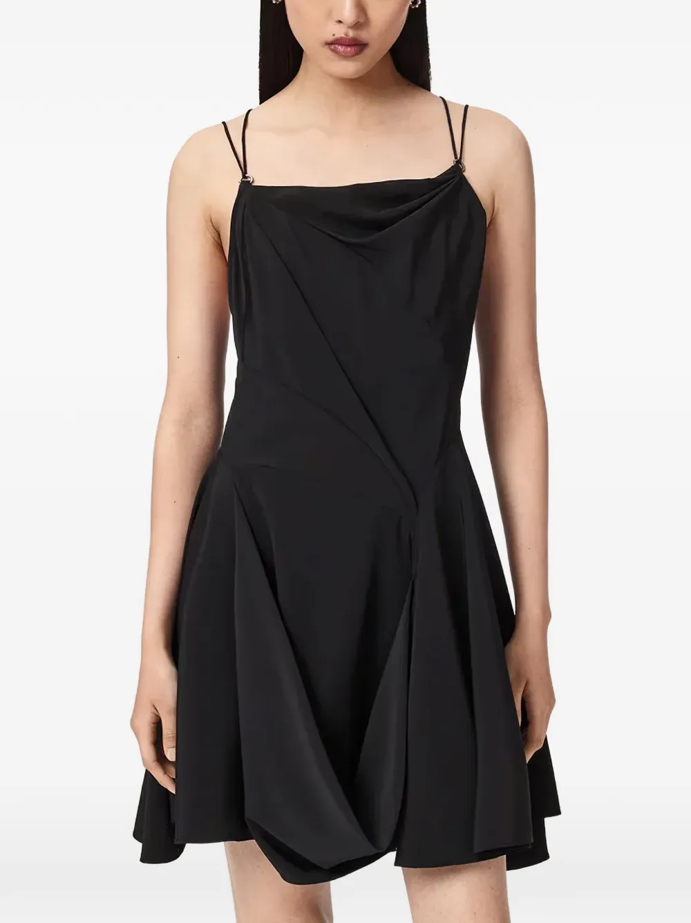 AllSaints Claire gedrapeerde mini-jurk Zwart