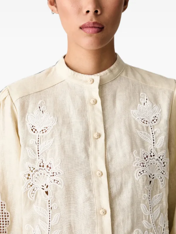 FARM Rio Fringed broderie-anglaise Shirt | Neutrals | FARFETCH