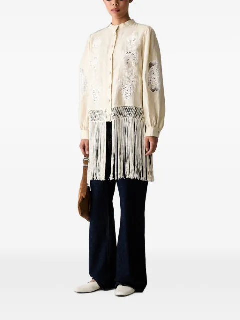 FARM Rio fringed broderie-anglaise shirt