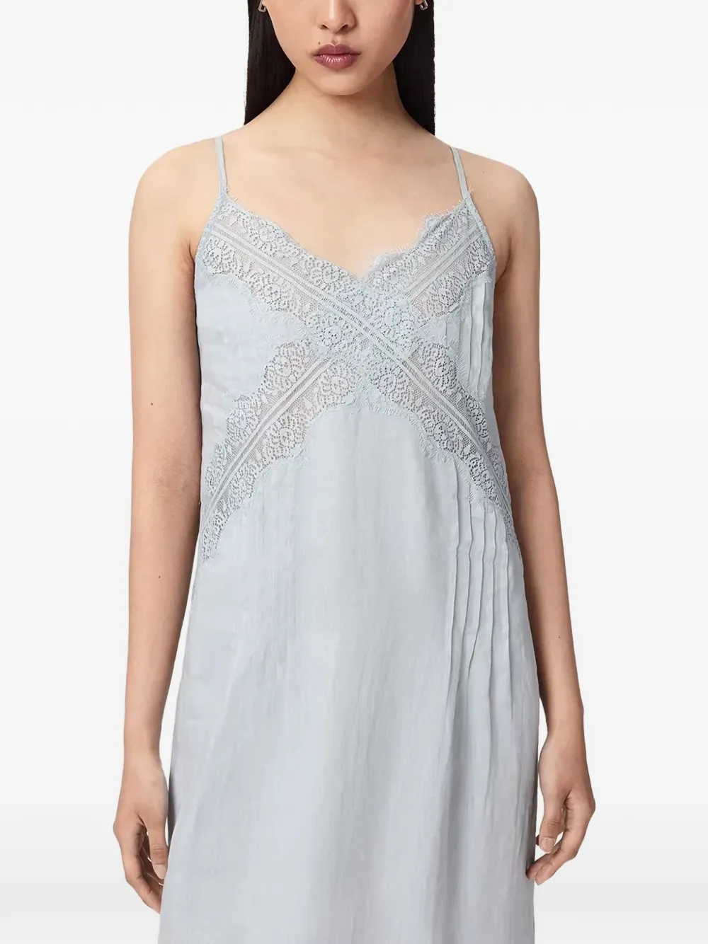 AllSaints Samia linnen midi-jurk Blauw