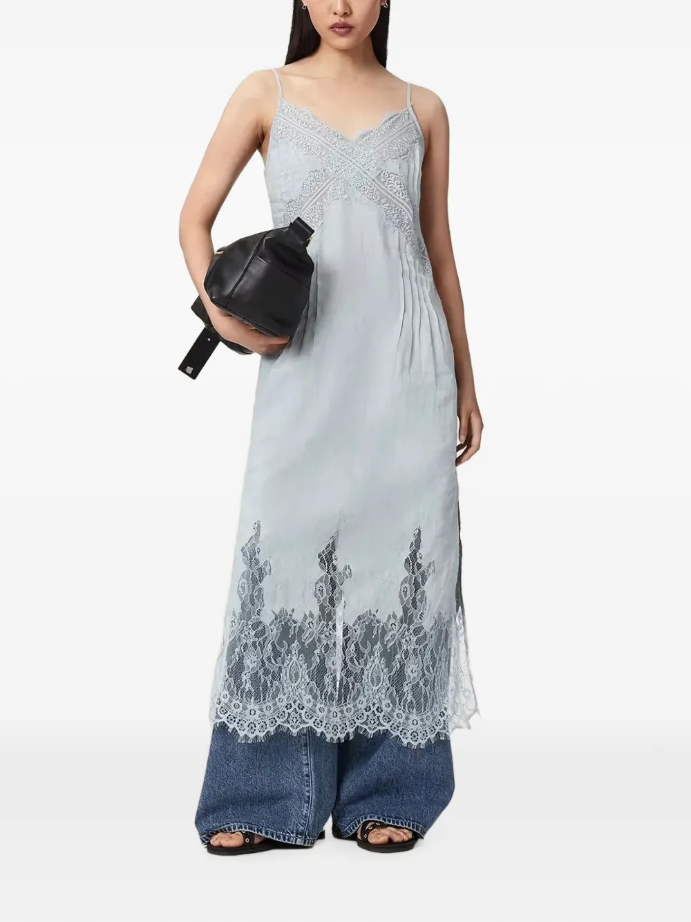 AllSaints Samia linnen midi-jurk Blauw