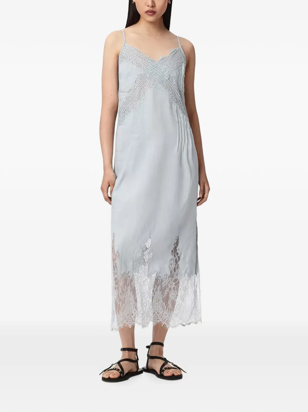 AllSaints Samia linen midi dress - Blau