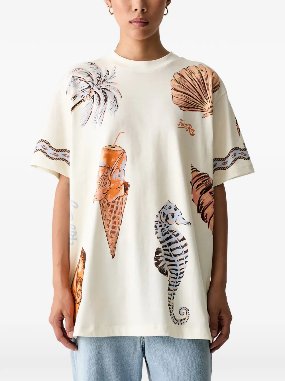 Farm Rio Graphic-print T-shirt In Neutral