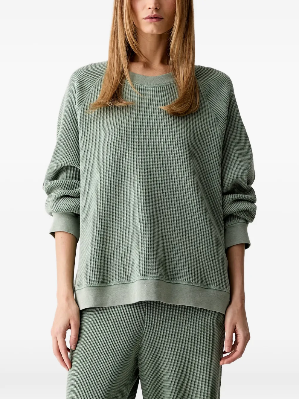 American Vintage Uscow waffle-knit cotton sweater - Grün