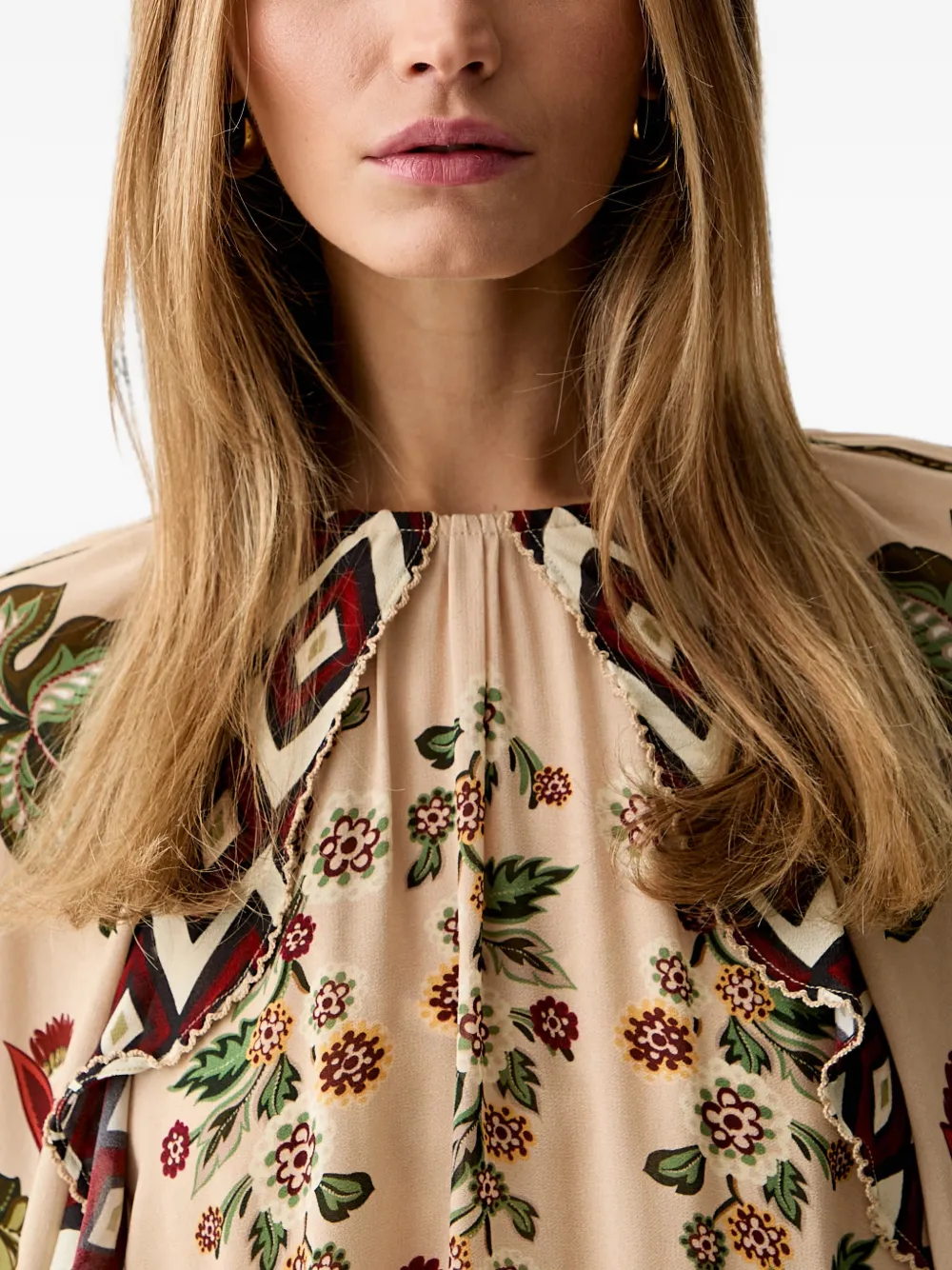 FARM Rio Shirt met bloemenprint Beige