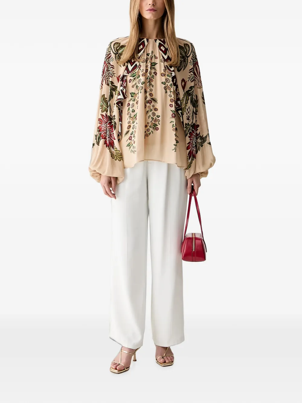 FARM Rio Shirt met bloemenprint Beige