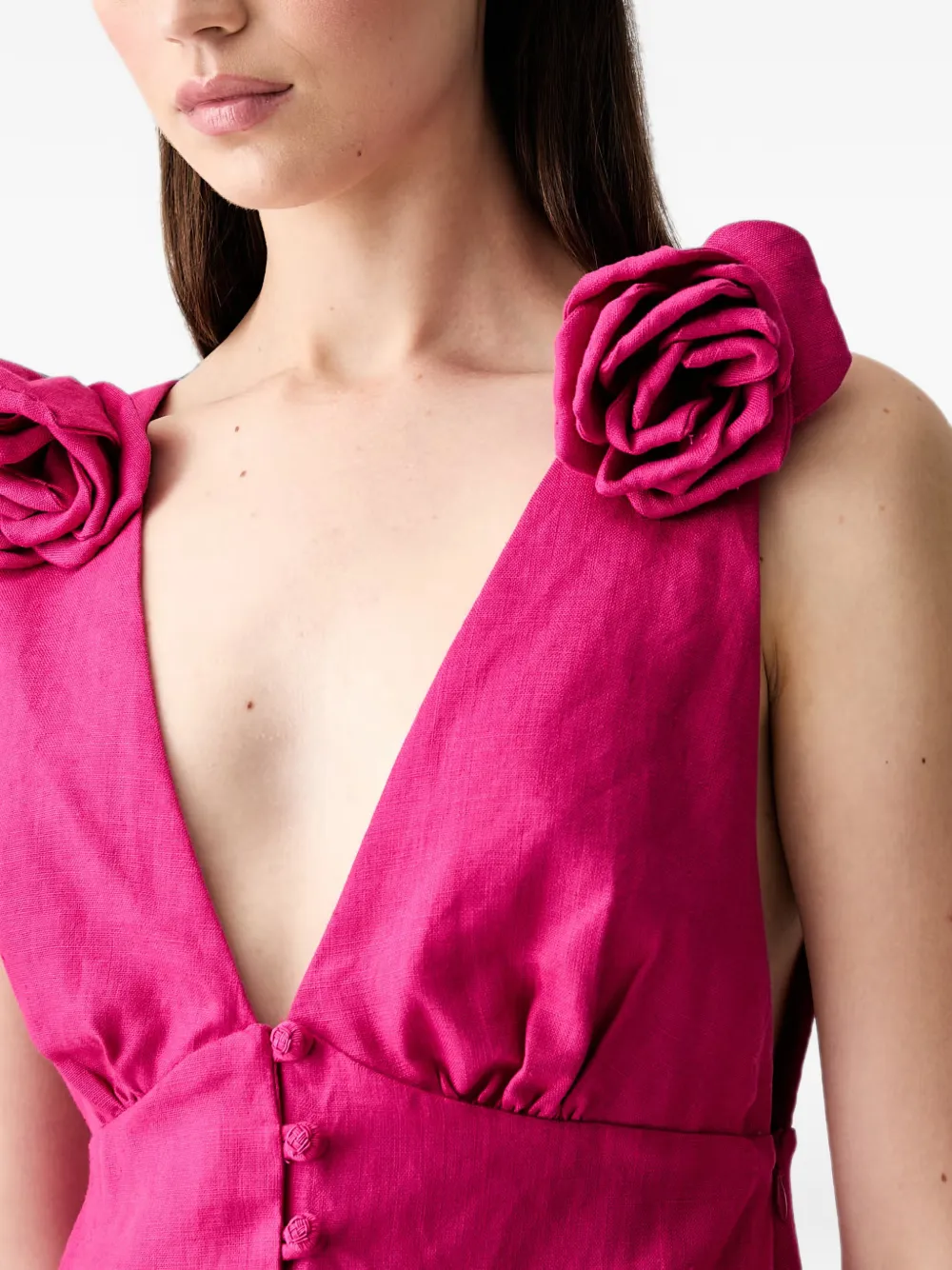 FARM Rio Mouwloze mini-jurk en bloemen-applicatie Roze