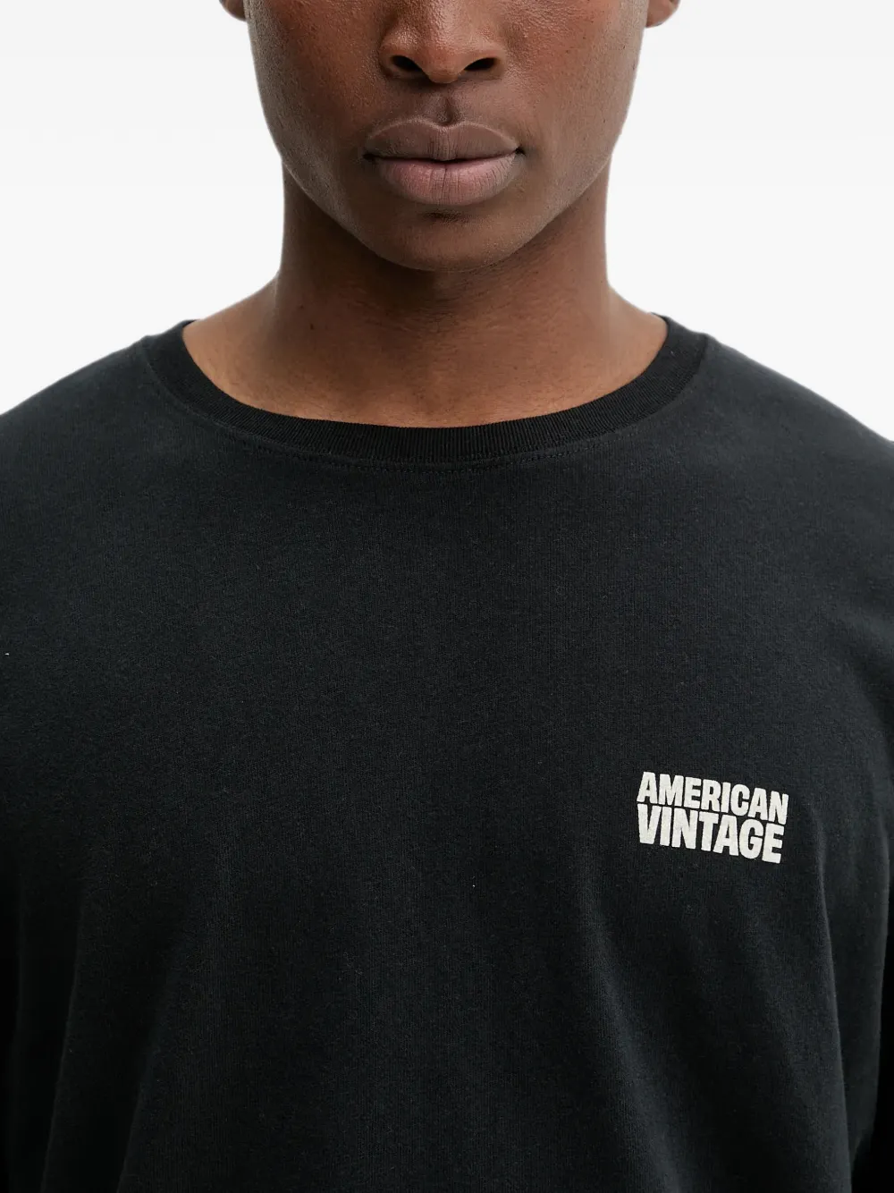 American Vintage Ykobow T-shirt met lange mouwen en logoprint Zwart