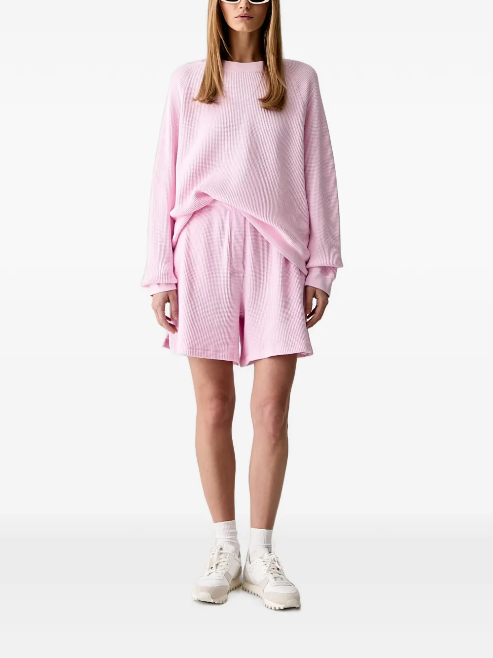 American Vintage Uscow wafelgebreid trui met raglan mouwen Roze