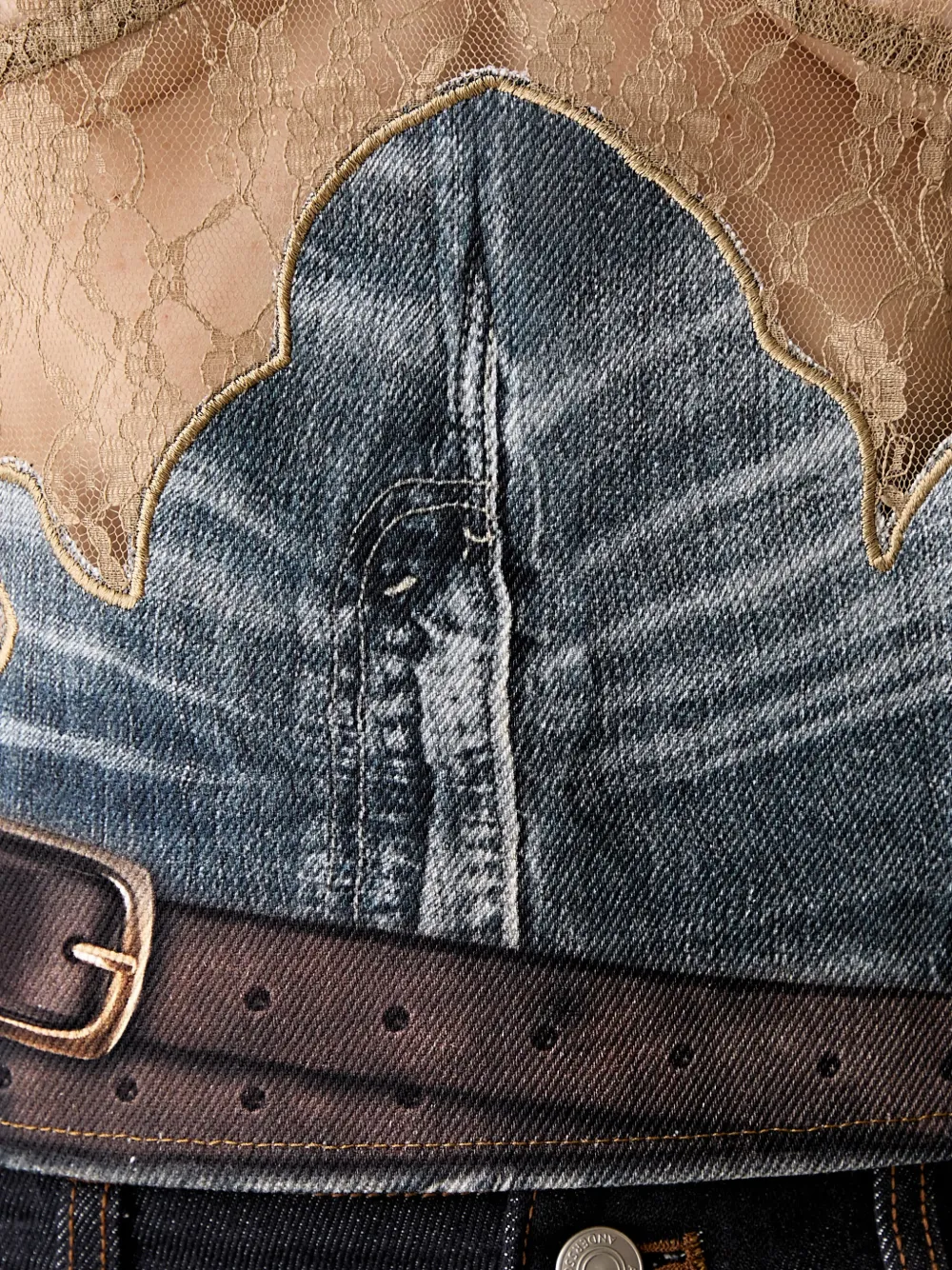 Andersson Bell Trompe-l'oeil top met kanten vlakken Beige