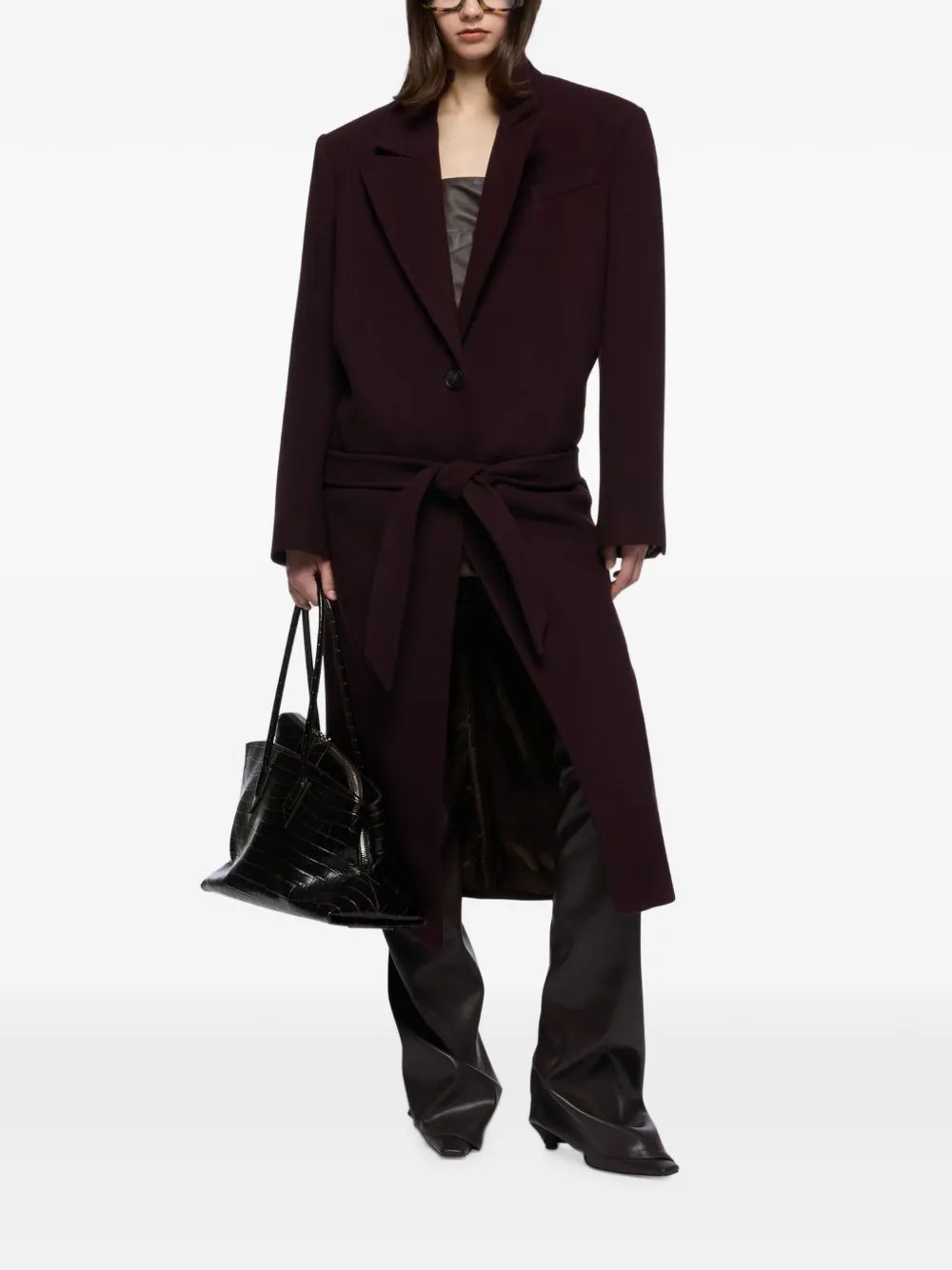 The Attico Twill wollen jas met ceintuur Rood