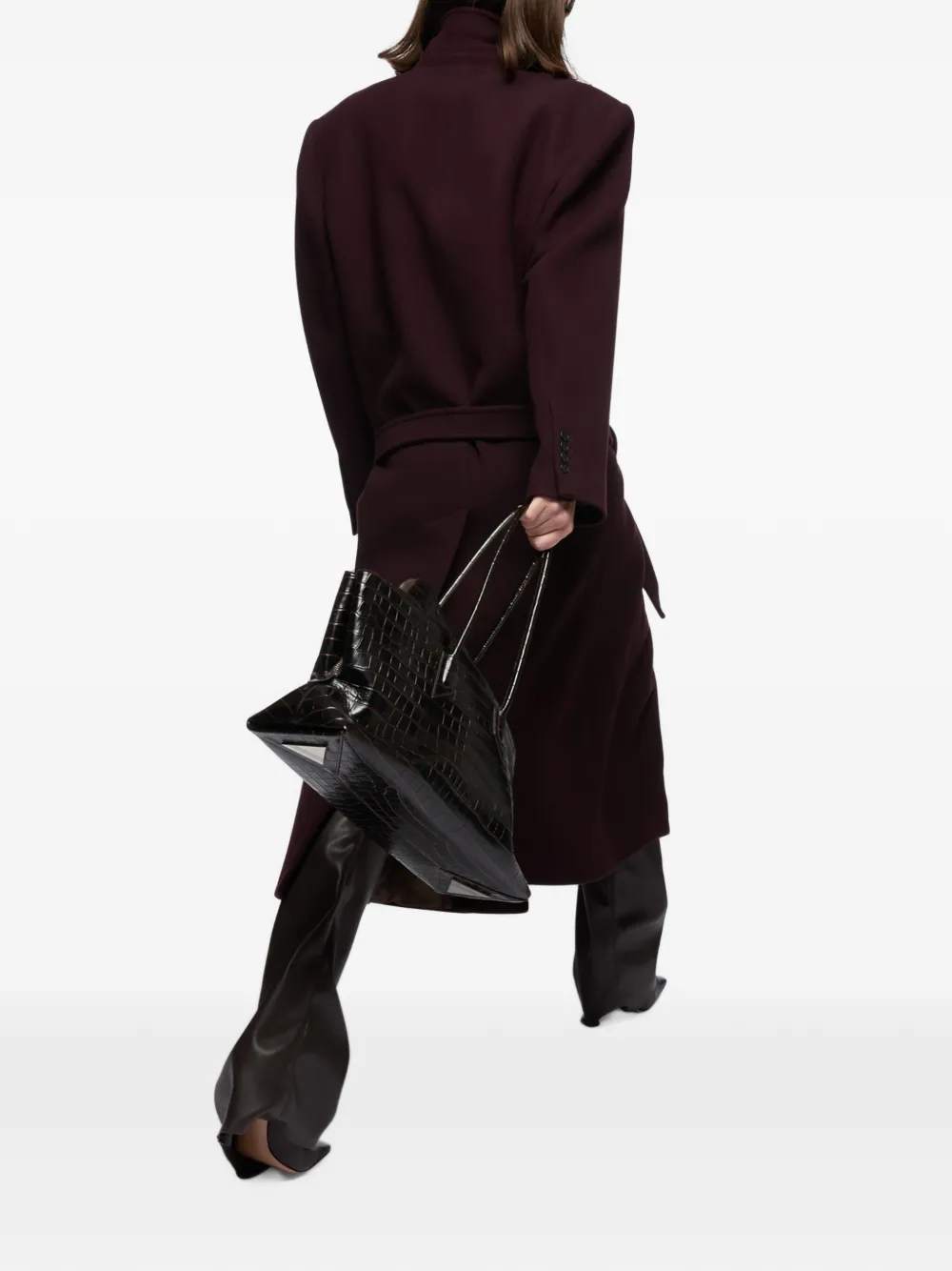 The Attico Twill wollen jas met ceintuur Rood