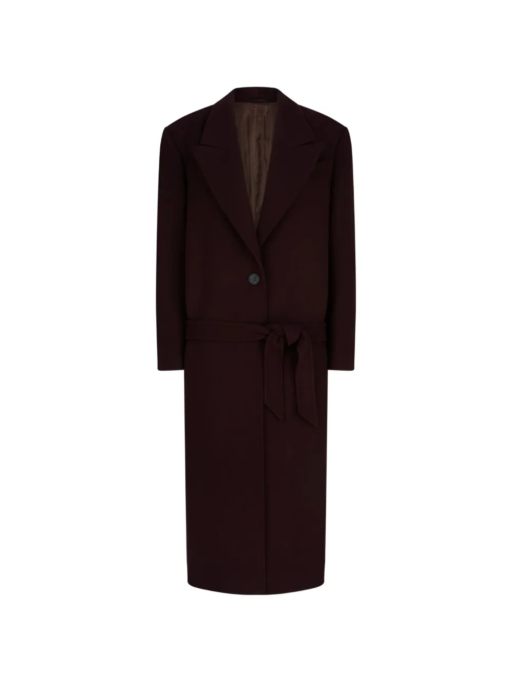 The Attico belted twill-wool coat - Rosso