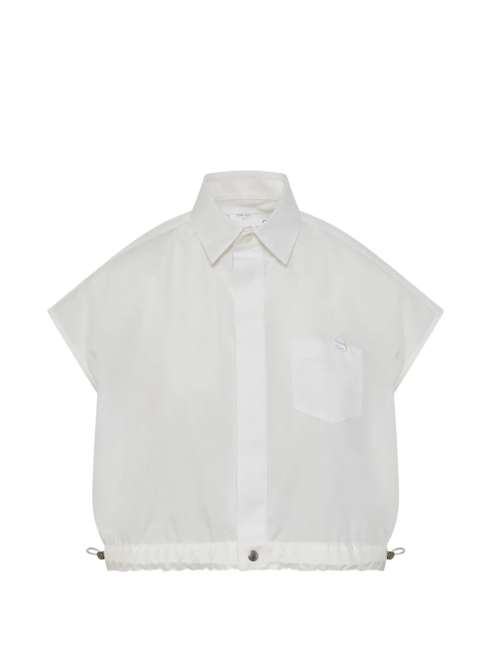 sacai drawstring-hem poplin shirt - Weiß