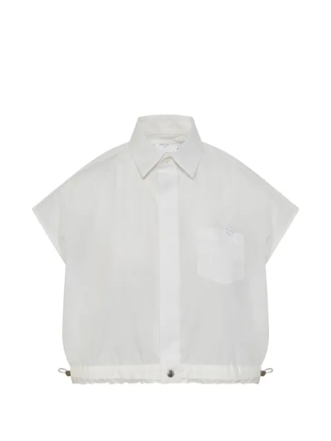 sacai camisa de popelina con dobladillo con cordones