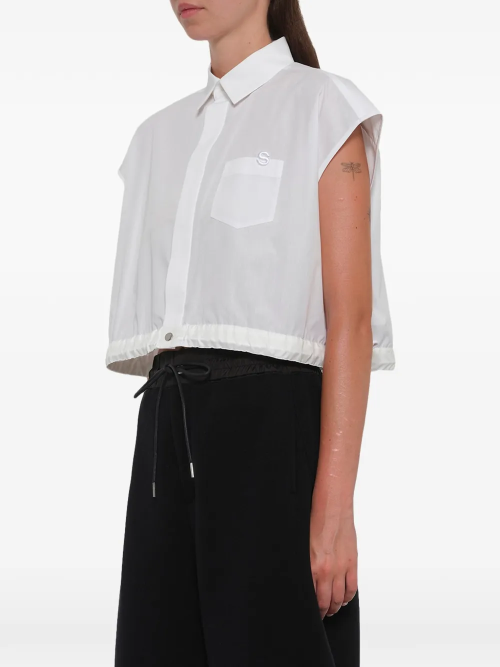 sacai Popeline blouse met trekkoord bij de zoom Wit