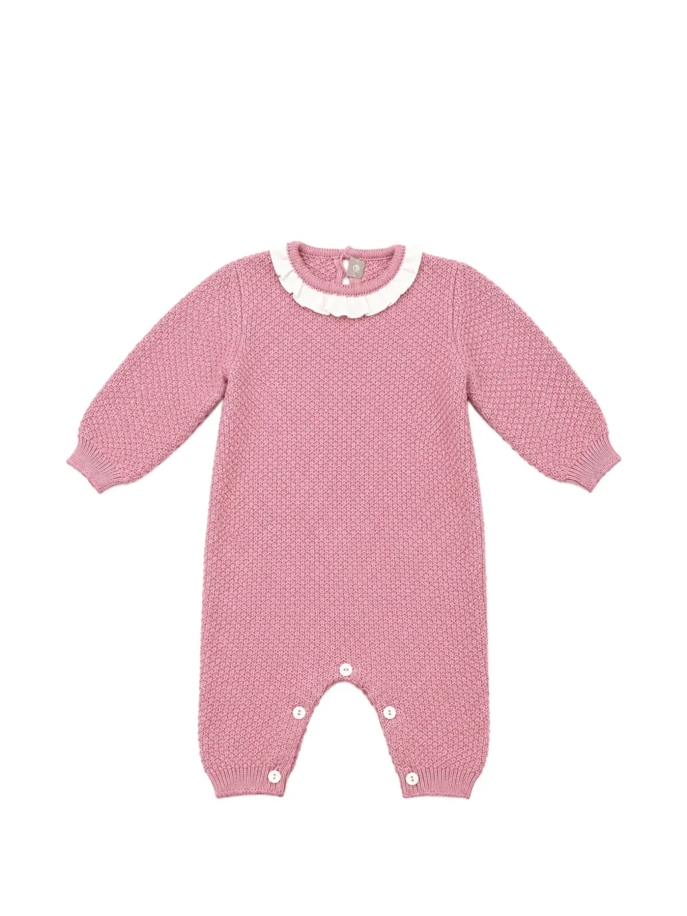 Little Bear ruffle-collar waffle-knit romper - Rosa