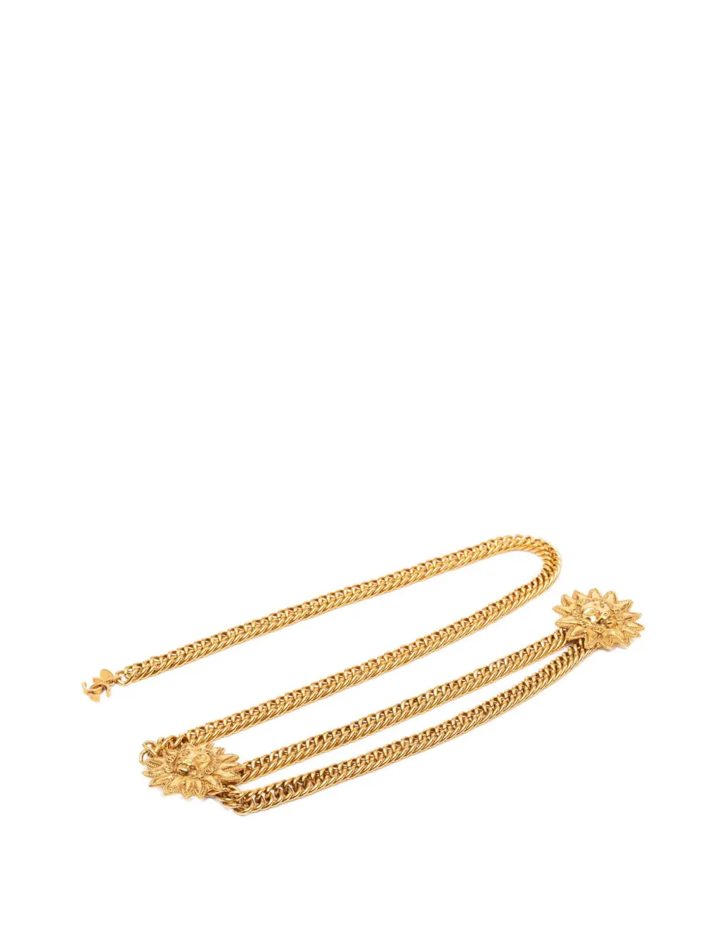 CHANEL Pre-Owned 1970-1980 CC Gold Plated Double Lion Sunburst Chain Link belt