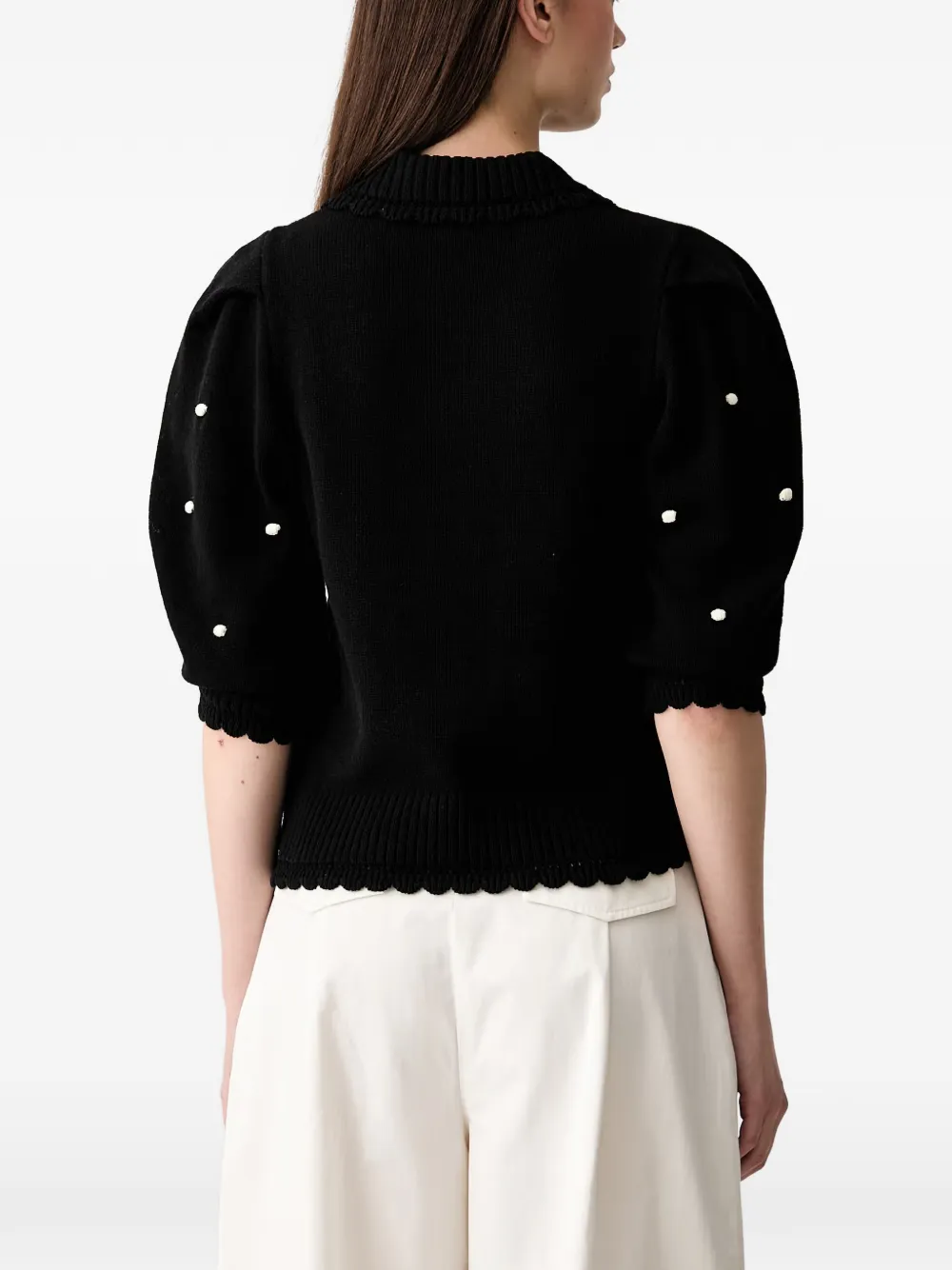 Stine Goya Vest met pofmouwen en stippen Zwart