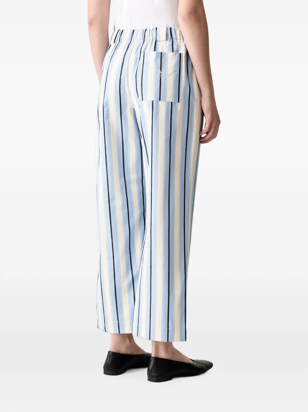 Stine Goya Gestreepte broek met borduurwerk Blauw