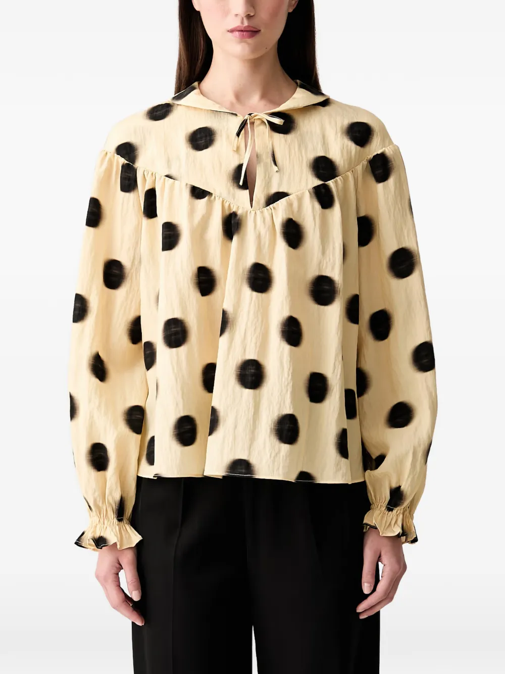 Stine Goya polka-dot ruffled blouse - Giallo