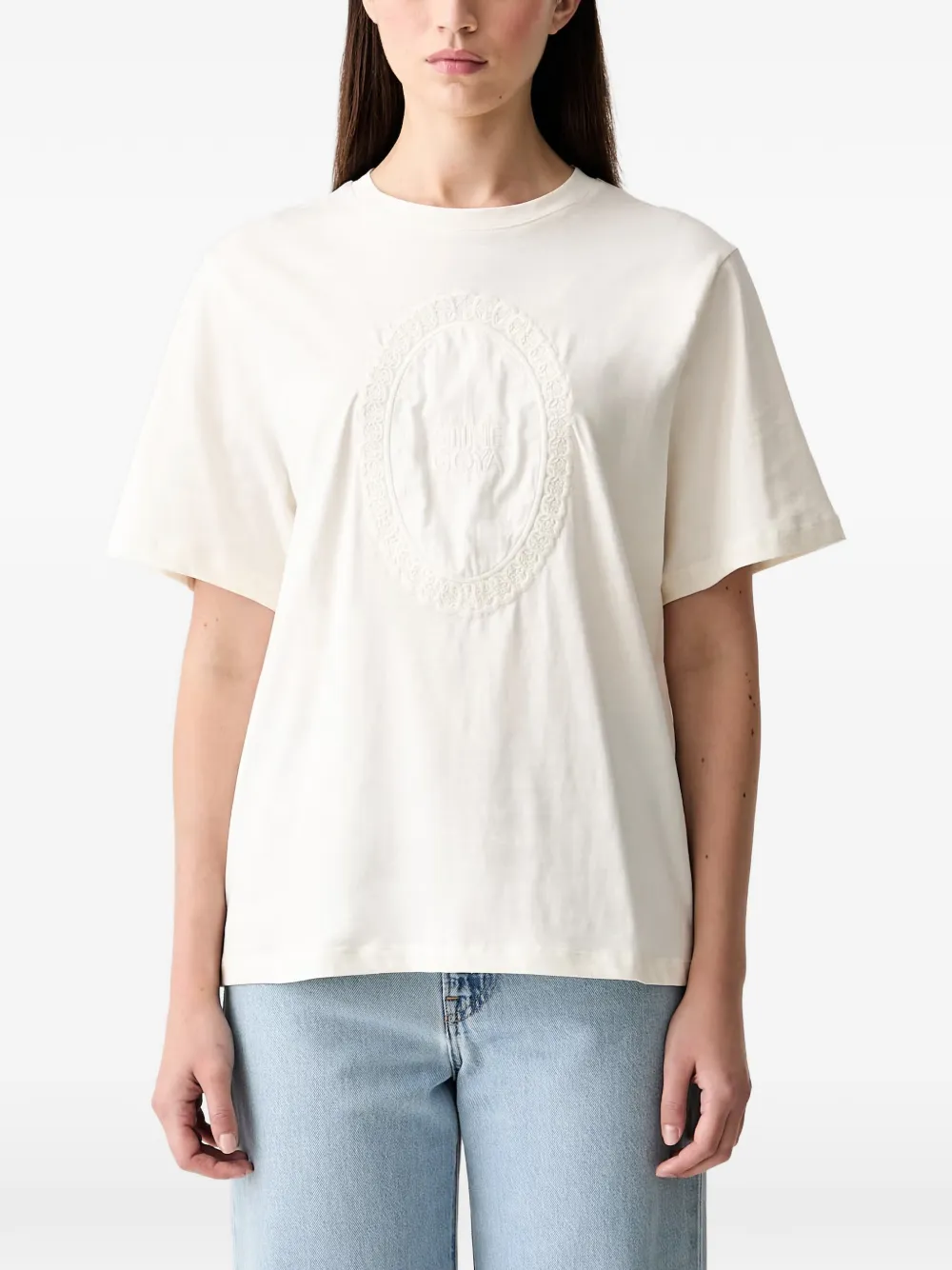 Stine Goya broderie-anglaise logo-patch T-shirt - Toni neutri
