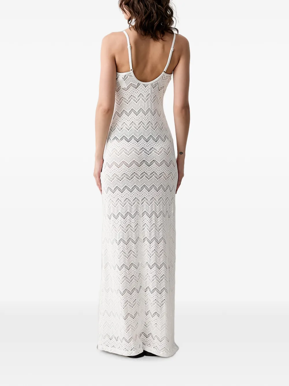Vilebrequin Lisanna gebreide maxi-jurk met chevron-streep en split Wit